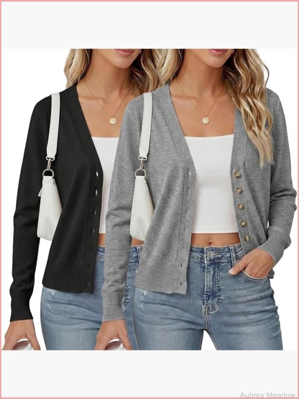 Cardigan Sweater Set Lightweight V-Neck Button Down Knit